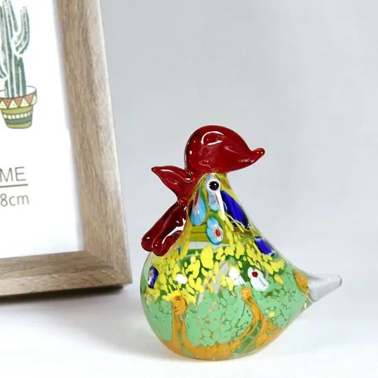 Colorful Art Deco Chicken Ornament Cartoon Design Glass Crafts Knick-Knack for Birthday Gift Decoration - Image 4