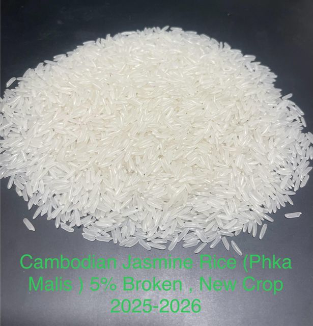 Cambodian Jasmine Rice 5% Broken Purity 92% Damage Level 0.50% Moisture Content 14% Broken Percentage 5% Chalky Particle Level - Image 1