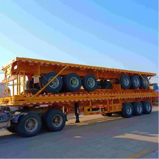 3 Axle 40FT Container Semi Trailer Chassis Car Trailers Flat Bed Container Flatbed Semi Trailer - Image 2