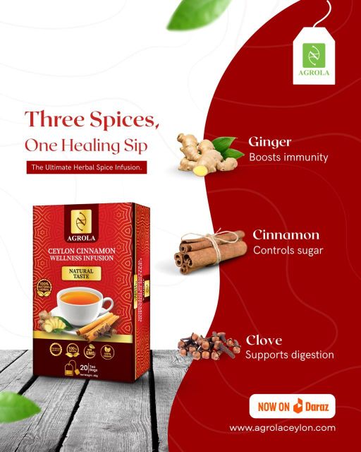 AGROLA Pure Ceylon Cinnamon Tea – 20 Tea Bags Natural Herbal Wellness Drink - Image 3