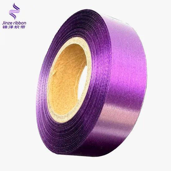 Factory Stocked Polyester Single/Double Faced Smooth Violet Purple Satin Ribbon - Image 4