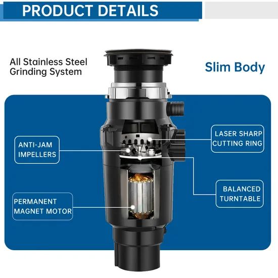 Food Waste Grinder Garbage Disposal Unit Voltage 220V Capacity 1000mL Input Power 390W Horse Power 1/2HP Feature - Image 4