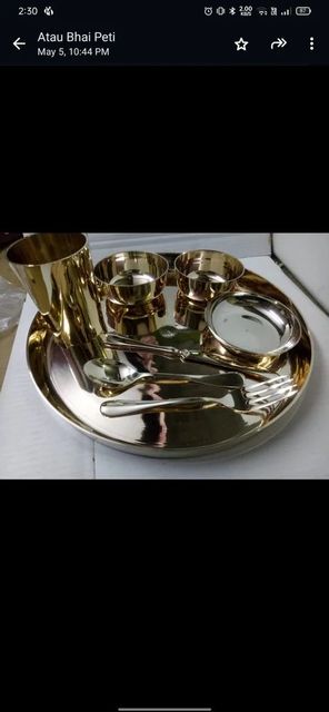 Brass Pooja Thali, For Home Design Round Kashi 1.600kg Weight 1.600kg Detailing Fine Usage/Application Home Finish Polish, - Image 2