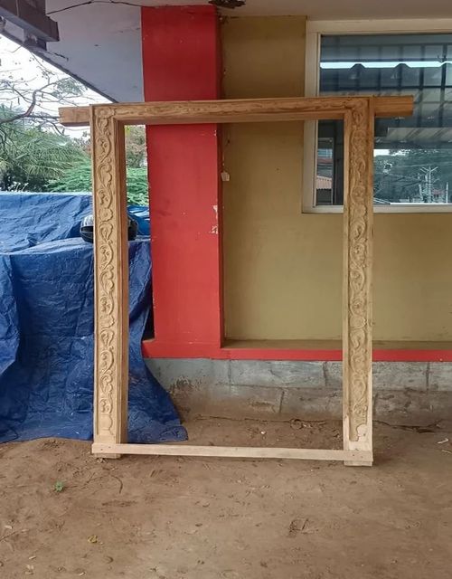 Wooden Frame and windows Size 8x3.5 feet Position Exterior Durability Durable Wood Type Neem Wood Door Thickness 25 mm Material Wood, - Image 2