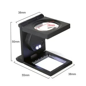 LED-Illuminated Magnifying Glass 10X for Screen Printing N.W 98g Color Black Origin China Handle Metal Shape Rectangle Lens Diameter 28mm - Image 5