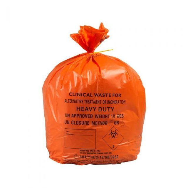 CLINICAL WASTE BAG Color Yellow Closure Type Tie Handle, Tie Top Internal Features Perforation, Punched Hole Seal Type Star-seal Bottom, Flat Seal - Image 2