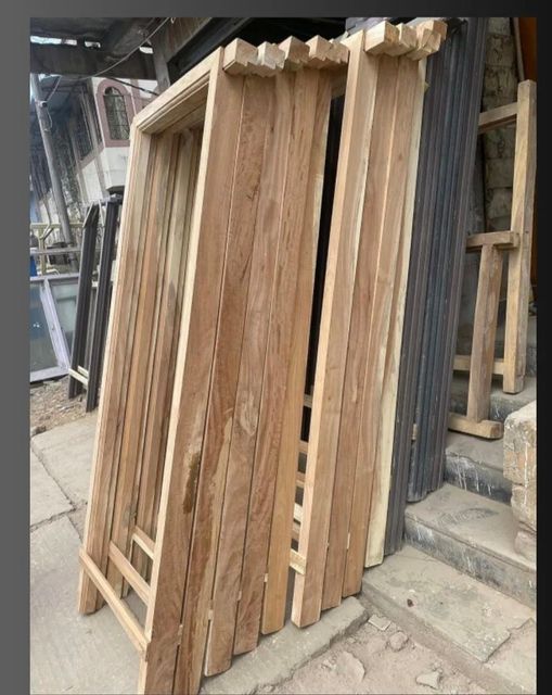 Wooden Chaukhat And Windows Wood Type A Color Brown Height 7 Feet Wood Species Sal Finish Door Farem Shape Rectangular I Deal In New - Image 5
