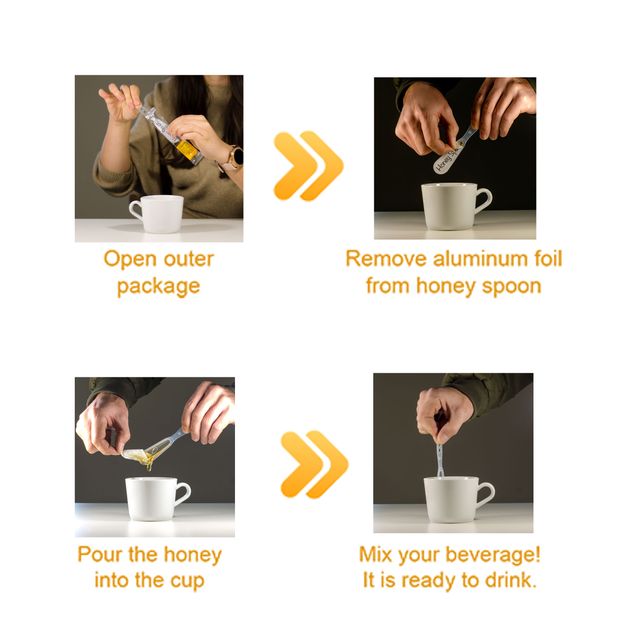 7 Gr x 100 Pcs Pure Honey Spoon Pine Natural Honey %100 Natural 100 Pcs Honey Spoon Cartoon Box - Image 4
