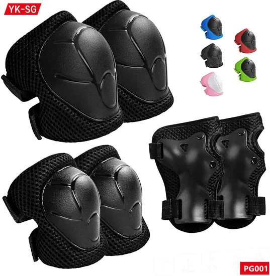 6PCS Elbow Knee Pads Wrist Guard Kids Nylon Multi Color 100pcs MOQ 15D Mesh Bag - Image 2