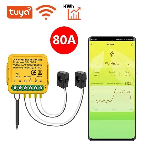 SLS 2 Channel Smart Energy Meter Clamp for Solar System Consumption Monitor - Image 2