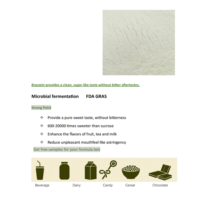 Brazzein clean, sugar-like taste without bitter aftertastes Bitterness Profile No Bitterness Regulatory Status Microbial Fermentation Fda - Image 2