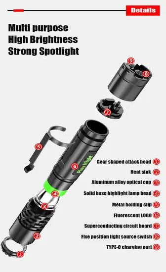 Helius Fluorescent Logo 1000 Lumens Rechargeable LED Keychain Torch Flashlights - Image 6