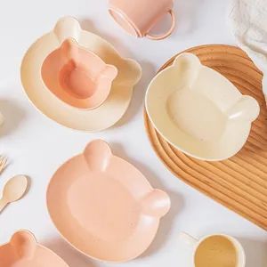 Cute Bear Shape Ceramic Bowl Plate Kids Tableware Ceramic Dinnerware Sets - Image 2