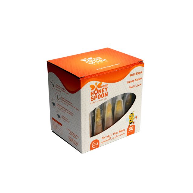 7 Gr x 100 Pcs Pure Honey Spoon Pine Natural Honey %100 Natural 100 Pcs Honey Spoon Cartoon Box - Image 2
