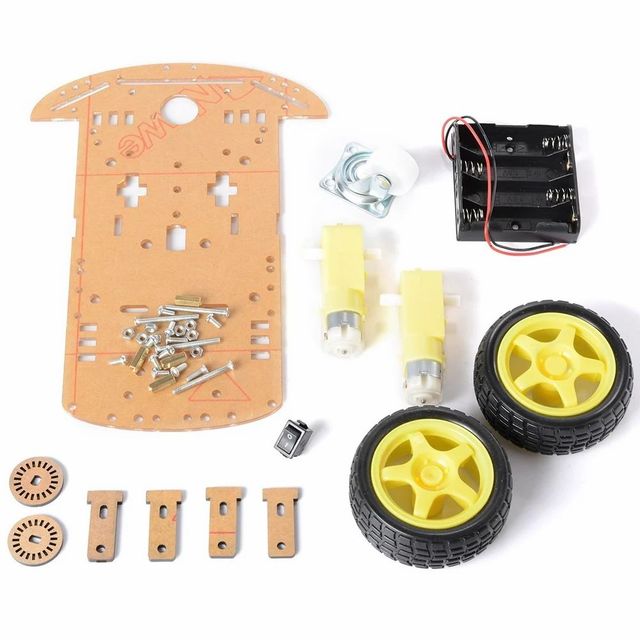 Transparent Robot Smart Car Chassis Kit Scale 1:5 Tire Count 2 Weight 0.4kg Motor Count 2 Gear Ratio 1:48 Material - Image 1