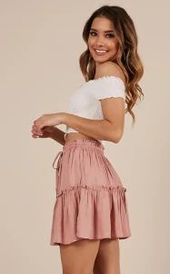 Elasticized Waist Adjustable Mini Skirt - Image 1