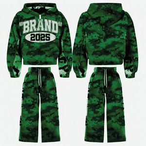 Unisex Custom Camouflage Tracksuit Hooded Full Sleeve Streetwear Trendy Print Loose Fit Adult Autumn Drawstring Pants Set - Image 4