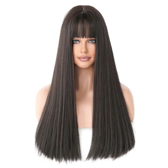 Wig Long Straight Perruques with Bangs Synthetic Wig - Image 5