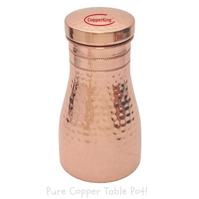 Colour Pure Copper Water Table Pot Pitcher Design Pot Brand Copper Color Colour Capacity 1.1ltr Finishing Mirror Copper purity - Image 4