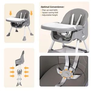 Adjustable Convertible Feeding Baby High Chair Origin China Trademark MU Color Light Gray Model NO. BW25910-6 Care Instructions Hand Wash - Image 5