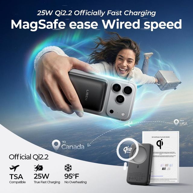 LISEN 2026 New Qi2.2 Magnetic Power Bank 65W Fast Charger 25W Wireless External Battery Built in Cable for Laptop Macboo - Image 3
