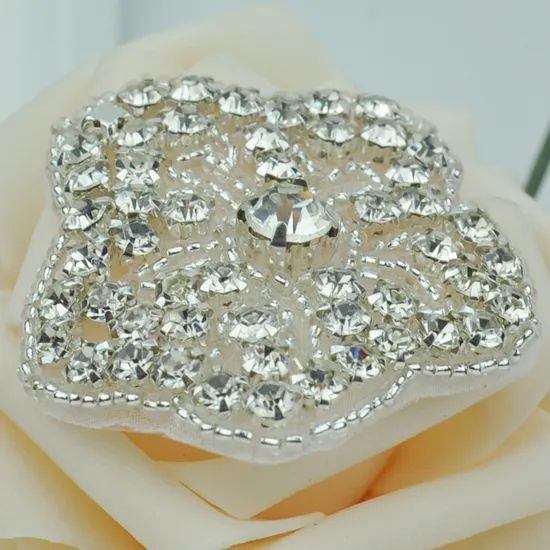 Fashion Iron on Flower Crystal Rhinestone Appliques Wedding Accessories - Image 4