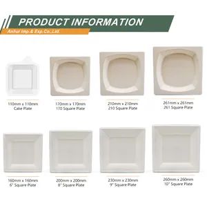 Eco-Friendly Disposable Kitchen Sets Plates Bagasse Square Plate Sugarcane Tableware Plates - Image 6