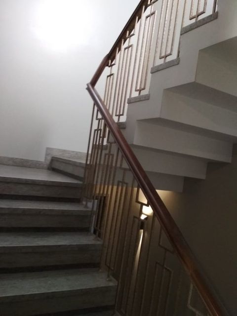 MS Staircase With Wooden Handrail Position Stair Handrail Color Brown Usage/Application Home Handrail Finish Polished Handrail Material - Image 1