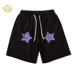 Custom Patch Embroider Logo Biker Shorts Terry Gym Sweat Shorts - Image 1