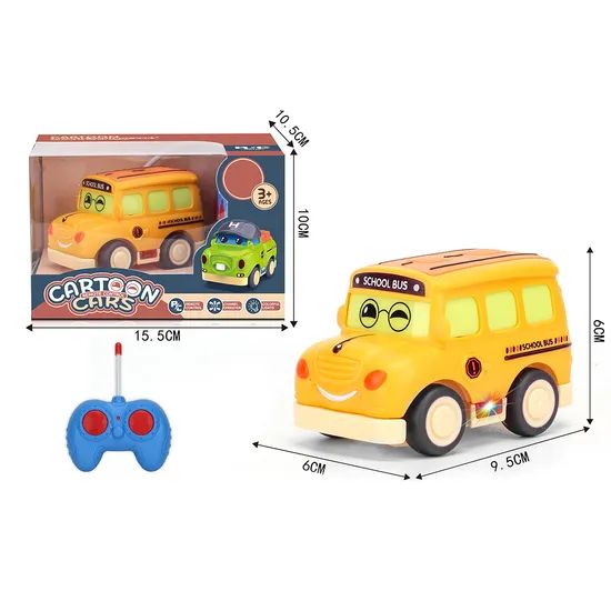Children Toy Vehicles Remote Control Cartoon Bus Car with Light - Image 4