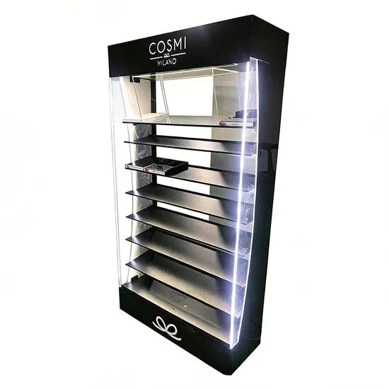 Custom Cosmetic Display Shelf Acrylic Display Stand Cabinets Retail Store Floor Display with LED PVC Pop Display - Image 1