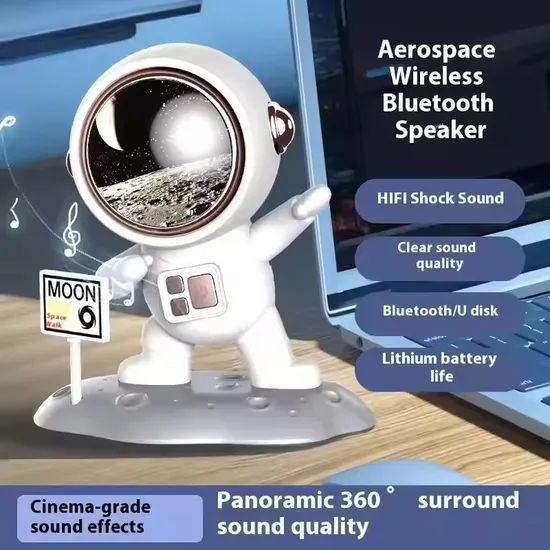 Portable Astronaut USB Wireless Bluetooth Speaker Type USB Power 6-10W Voltage 220V Trademark OEM Voltage Type DC HS Code - Image 1