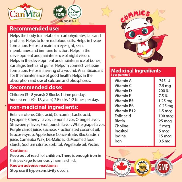 Canvita Kid’s Halal Multivitamins plus Iron Gummy (240 gummies/bottle) all multivitamins for kids for daily use - Image 5