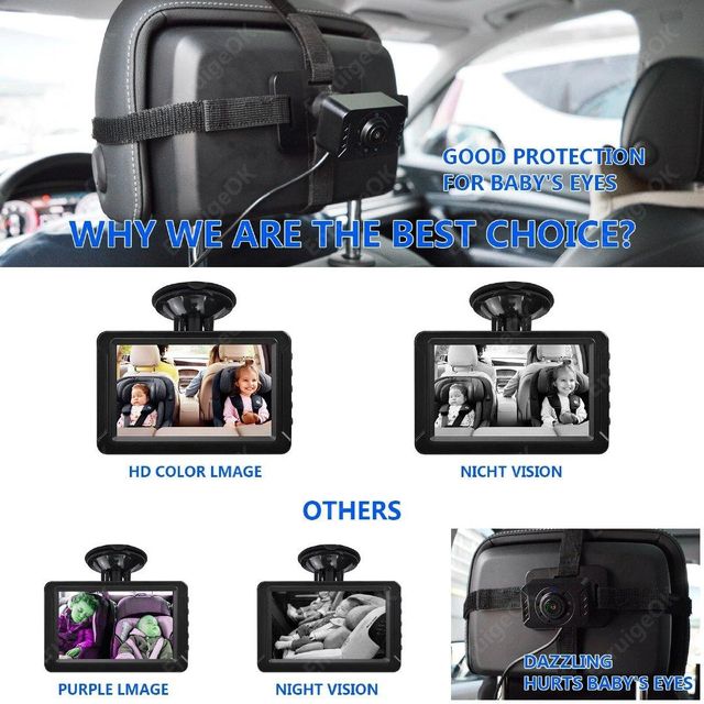 EnruigeOK Baby Car Camera 5" 1080P Monitor 360° Rotation USB Plug with HD IR Night Vision - Image 4