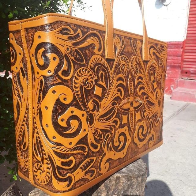 Genuine Leather Embroidery Hand Bag - Image 6