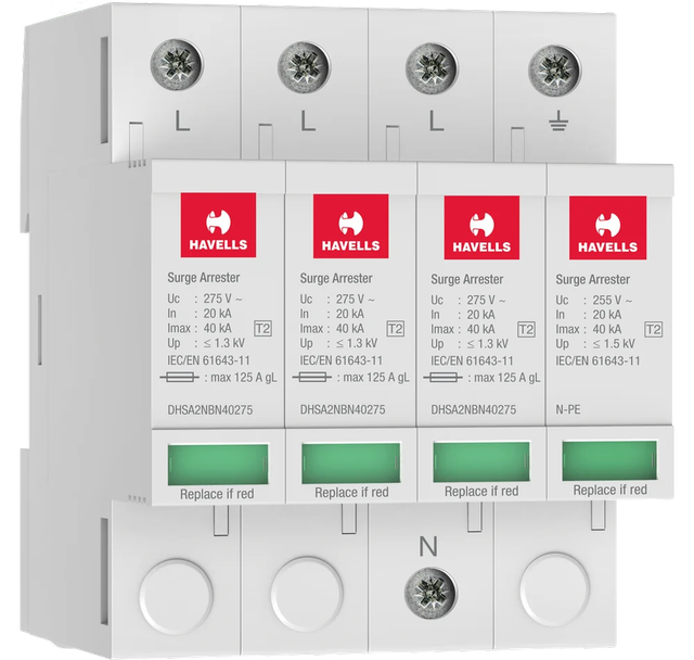 Havells Ac Surge Protection Device 3P+1n Type Type 2 Brand Havells Phase 3 Phase No.of Poles 3 Pole Highest Voltage Potection - Image 3