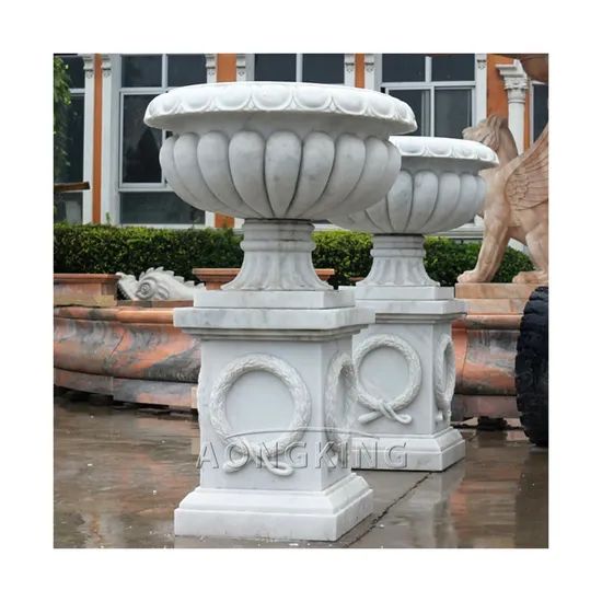 Contracted Outdoor Garden Decor Flowerpot Marble Statue for Sale - Image 1