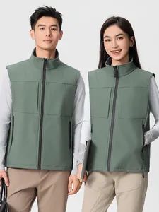 Custom Corporate Logo Fleece Softshell Vest - Multi-Pocket Lightweight Gilet - Image 3