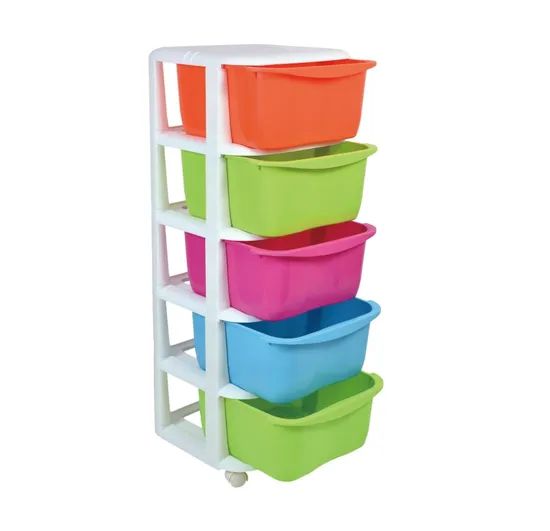 Storage Rack with Plastic Drawers Toy Storage Cabinet with Wheels St-054 - Image 1