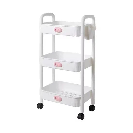 Household Book Storage Organizer Removable Trolley Kitchen Plastic Storage Racks - Image 1