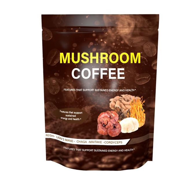 Brand OEM Organic Maitake Turkey Tail Reishi Chaga Lion's Mane Mushroom Extract Black Instant Mushroom Coffee - Image 2