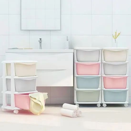 Storage Rack with Plastic Drawers Toy Storage Cabinet with Wheels St-054 - Image 2