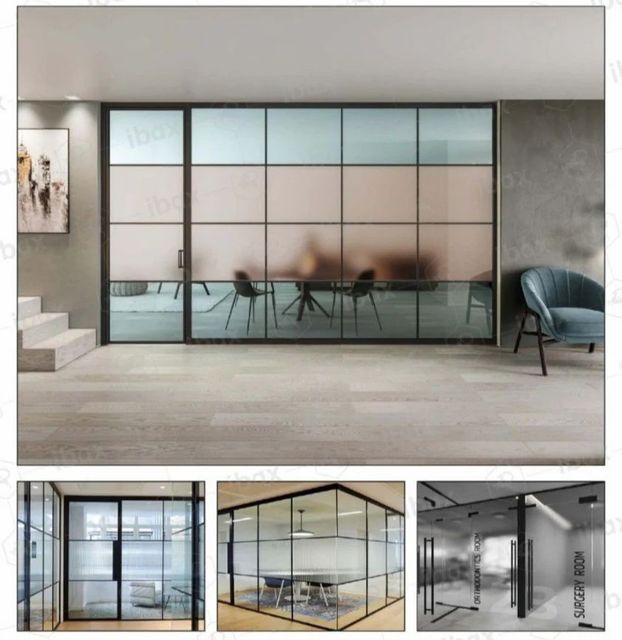 Aluminium Frame Glass Partition Design Plain Thickness 6 mm Finishing Matty Insulation Thermal System Thickness 45mm Partition Style Grid - Image 7