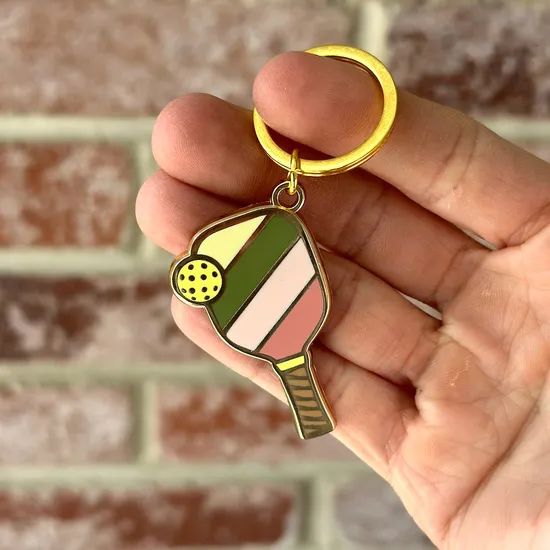 Custom Logo Padel Pickleball Keychain Cute Geometry 2.0mm Chrome Eco 1Y MOQ100 - Image 6