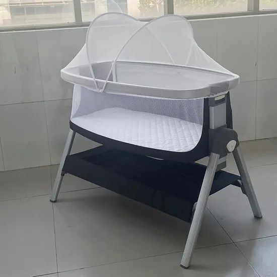 Luxury Foldable 5 Levels Height Adjustable Baby Bedside Bassinet Crib - Image 5