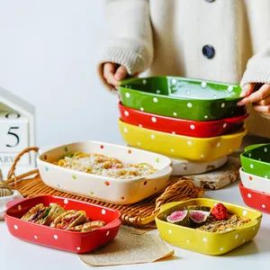 Color Ceramic Bakeware Set Rectangle Roasting Lasagna Baking Dish - Image 5