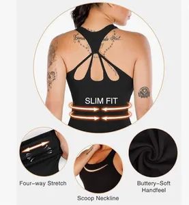 Strappy Racerback Activewear Compression Yoga Tank Tops Athletic Shirts - Image 6