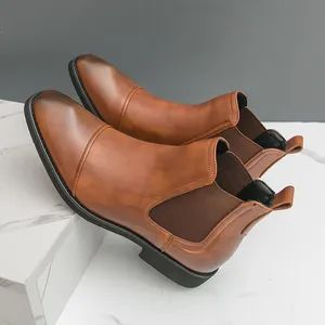 Men Business Leather Pointed Chelsea Boots Element No Color Multi Gender Male Origin China Type Casual Boot Material - Image 2