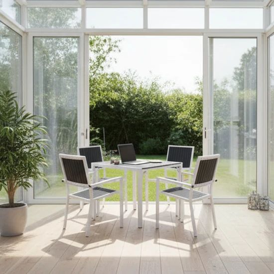 Outdoor Furniture Aluminum Frame Dining Set 4 PCS - Image 1