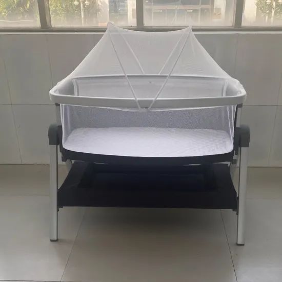 Luxury Foldable 5 Levels Height Adjustable Baby Bedside Bassinet Crib - Image 4